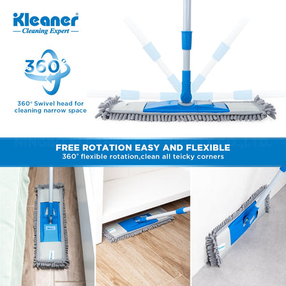 Kleaner 360° Swivel Microfiber Floor Mop with Extendable Handle, Washable Pads, Tile Cleaner ,