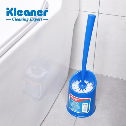 KLEANER Bathroom Toilet Brush with Holder, Durable Bristles, Easy-Grip Handle, Blue