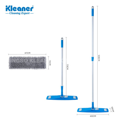 Kleaner 360° Swivel Microfiber Floor Mop with Extendable Handle, Washable Pads, Tile Cleaner ,