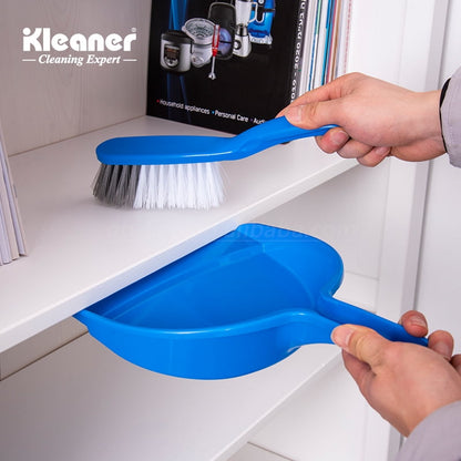 Kleaner Cleaning Expert Dustpan and Brush Set – Compact Handheld Broom with Soft Bristles for Home, Office, Kitchen & Car Cleaning – Blue